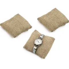 Burlap Pillow Jewelry Displays 3" x 3" for Bracelets and Watches (Package of 3)