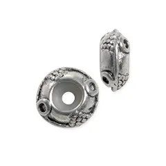 Bead Stopper with Circle Design 11x5mm Pewter Antique Silver Plated