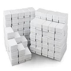 White Jewelry Gift Boxes Cotton Filled #21 (Case of 100)