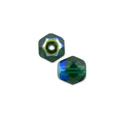 Czech Fire Polished Glass Round Beads 6mm Dark Emerald AB (Package of 25)