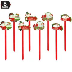 Big Mo's Toys Yard Stakes - Christmas Holiday Glittered Snowman Decorations Outdoor Lawn Signs Display Stakes For Christmas - Lot of 8