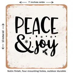 DECORATIVE METAL SIGN - Peace and Joy - 3- Vintage Rusty Look