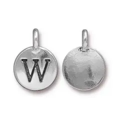 Alphabet Charm with Loop"W" Silver Plated