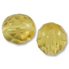 Czech Fire Polished Glass Round Beads 4mm Light Topaz (Package of 50)