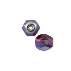Czech Fire Polished Glass Round Beads 6mm Amethyst AB (Package of 25)
