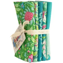 Tilda Fabrics Bloomsville -5 Fat Quarters - Pine/Turquoise -20"x22"- 100% Cotton