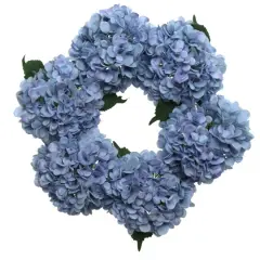 15" Blue Hydrangea Wreaths - 2-Pack, Lifelike Blooms on Grapevine Base, Perfect for Front Door, Wall & Wedding D&eacute;cor - Spring & Year-Round Accent, Floral Home by Artificial Flowers