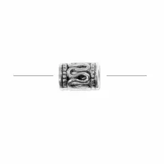 Scrollwork Tube Bead 9x6mm Pewter Antique Silver Plated (Package of 1)
