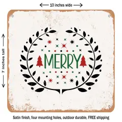 DECORATIVE METAL SIGN - Merry - 6 - Vintage Rusty Look