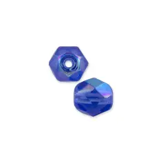 Czech Fire Polished Glass Round Beads 6mm Sapphire AB (Package of 25)