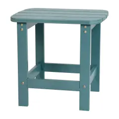 Merrick Lane Riviera Poly Resin Indoor/Outdoor All-Weather Adirondack Side Table Teal
