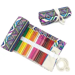 Wrapables Pencil Roll Organizer, Colored Pencil Wrap Pouch (72 slots) Bohemian