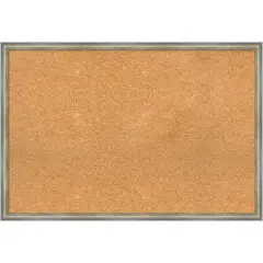 Salon Scoop Wood Framed Corkboard, Natural Cork Silver