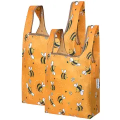 Wrapables JoliBag Collection Reusable Shopping Bag (Set of 2) Yellow Bees