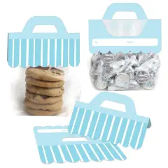 Big Dot of Happiness Blue Stripes - DIY Simple Party Clear Goodie Favor Bag Labels - Candy Bags with Toppers - Set of 24