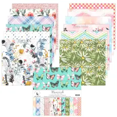 Wrapables 6x6 Decorative Single-Sided Scrapbook Paper for Arts & Crafts Projects, Scrapbooking, Card-Making Pink Spring Flower