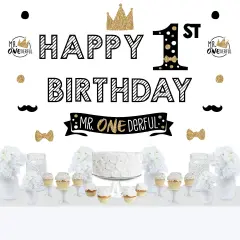 Big Dot of Happiness 1st Birthday Little Mr. Onederful - Peel and Stick Boy First Birthday Party Decoration - Wall Decals Backdrop