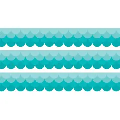 Painted Palette Ombre Turquoise Scallops EZ Border, 48 Feet Per Pack, 3 Packs