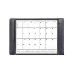 Black Leather Desk Pad w/ Calendar, 25.5 x 17.25