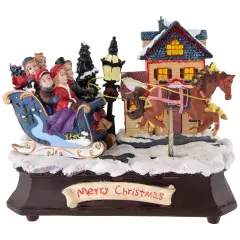 Northlight Animated and Musical Christmas Sleigh Decoration - 6.25" Brown