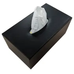 Black Leather Rectangular Tissue Box Cover