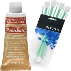 Rub n Buff Wax Finish Metallic European Gold, 0.5-Fluid Ounce, Pixiss Blending Tools