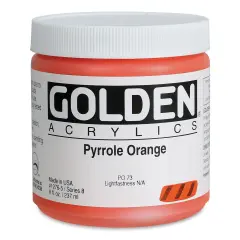Golden Heavy Body Artist Acrylics - Pyrrole Orange, 8 oz jar