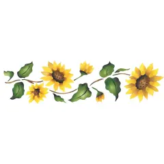 Sunflower Wall Stencil Border | 926 by Designer Stencils | Floral Stencils | Reusable Art Craft Stencils for Painting on Walls, Canvas, Wood | Reusable Plastic Paint Stencil for Home Makeover | Easy to Use & Clean Art Stencil