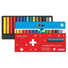 Caran d'Ache Swisscolor Water-Soluble Wax Pastels - Set of 15
