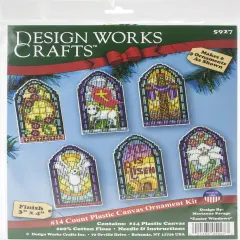 Design Works Plastic Canvas Ornament Kit 2"X4" Set Of 6-Stained Glass