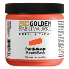 Golden Paintworks Mural and Theme Acrylic Paint - Pyrrole Orange, 16 oz, Jar