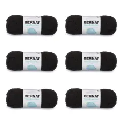 Bernat Handicrafter Cotton Black Licorice Yarn - 6 Pack of 50g/1.75oz - Cotton - 4 Medium (Worsted) - 80 Yards - Knitting/Crochet