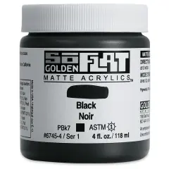 Golden SoFlat Matte Acrylic Paint - Black, 118 ml, Jar