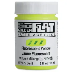 Golden SoFlat Matte Acrylic Paint - Fluorescent Yellow, 59 ml, Jar
