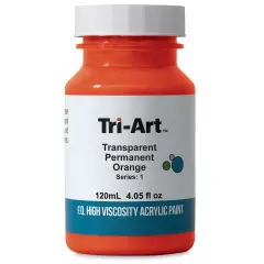 Tri-Art Finest Quality Artist Acrylics - Transparent Permanent Orange, 120 ml jar