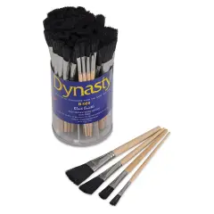Dynasty Black Bristle Easel Brush Set - Short Handle, Set of 60