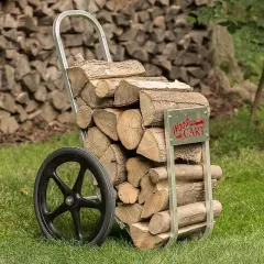 Six Mile Welding Amish Made Lightweight Firewood Wood Hauling Cart Holds up to 22" Logs