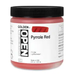 Golden Open Acrylics - Pyrrole Red, 8 oz Jar