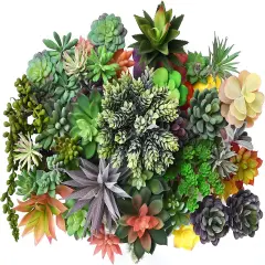50 Pack Bulk Large Assorted Realistic Artificial Faux Succulents Aloe Plants Realistic Fake Succulent Plants, Largest Set of Succulents