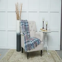 50" x 60" Lawson Lake Plaid Cotton Accent Throw Blanket w/ Fringe for All Seasons