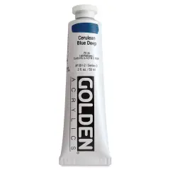 Golden Heavy Body Artist Acrylics - Cerulean Blue Deep, 2 oz Tube