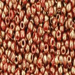 Toho 11/0 Round Japanese Seed Bead, TR11-1708, Gilded Marble Orange