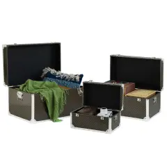 Faux Leather Storage Trunk Set of 3
