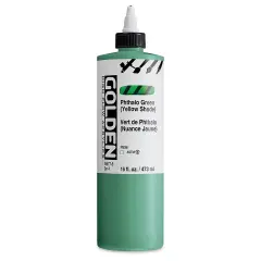 Golden High Flow Acrylics - Phthalo Green (Yellow Shade), 16 oz bottle