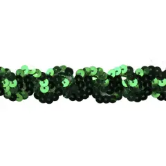 Belagio Sequin Trim, 1" Wide, Serpentine Design, 10-Yard Bolt, Hunter Green