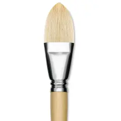 Escoda Clasico Chungking White Bristle Brush - Short Filbert, Long Handle, Size 30
