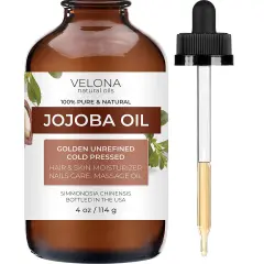 Jojoba Oil - 4 oz (With Dropper) | 100% Pure and Natural | Golden, Unrefined, Cold Pressed, Hexane Free | Moisturizing Face, Hair, Body, Skin Care, Stretch Marks, Cuticles