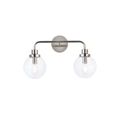 Hanson 2 lights bath sconce in polished nickel with clear shade
