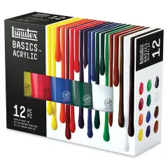 Liquitex Basics Acrylic Paints - Set of 12, Assorted Colors, 118 ml
