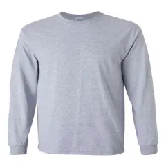 Gildan&reg; Cotton Long Sleeve Crew-Neck T-Shirt Sport Grey